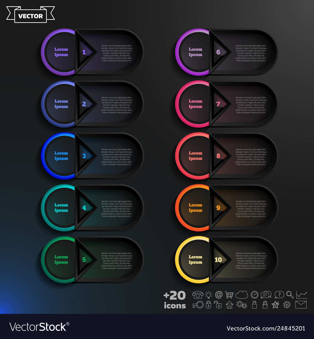 Infographic design list with colorful circles vector image Infographic design list with colorful circles