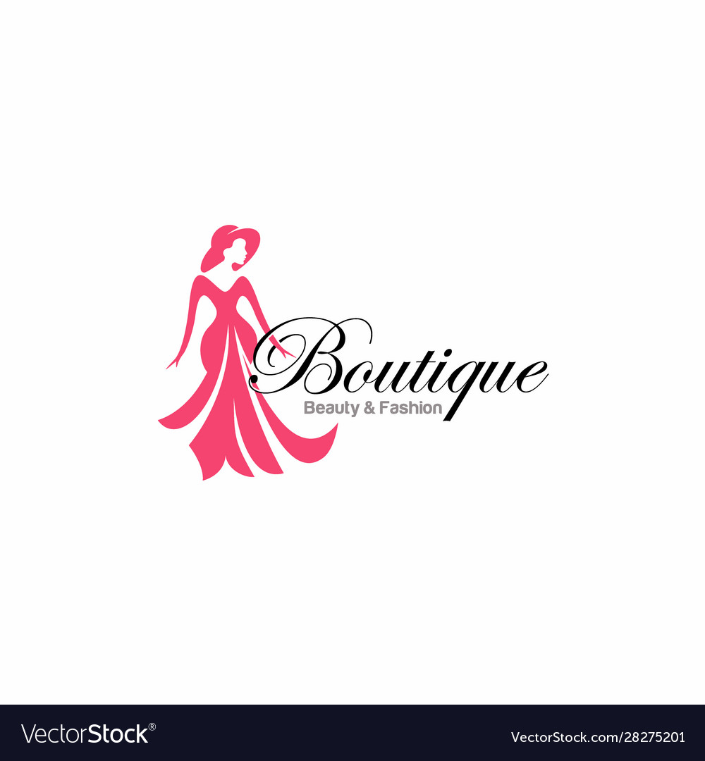 Luxury dress boutique logo template Royalty Free Vector