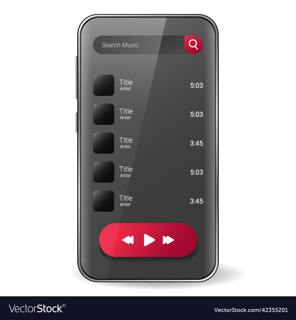 Music player user interface realistic smartphone