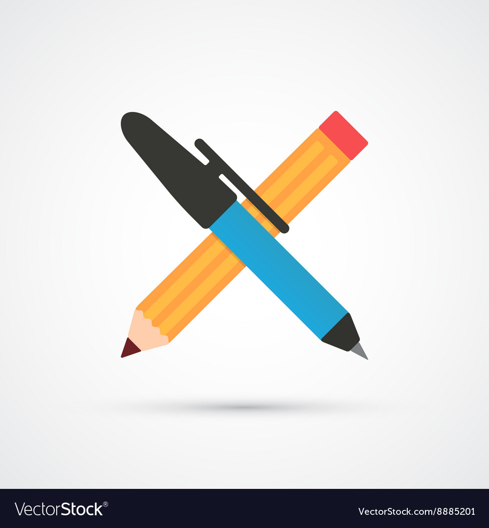 Pen and pencil flat color icon Royalty Free Vector Image