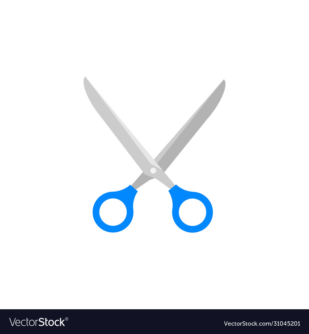 Scissors color icon in flat style on a white vector image Scissors color icon in flat style on a white