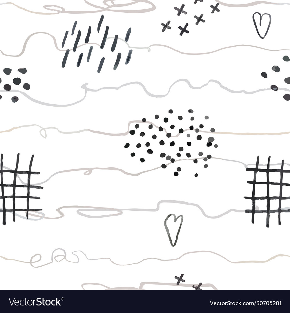 Seamless pattern with hand drawn abstract lines vector image Seamless pattern with hand drawn abstract lines