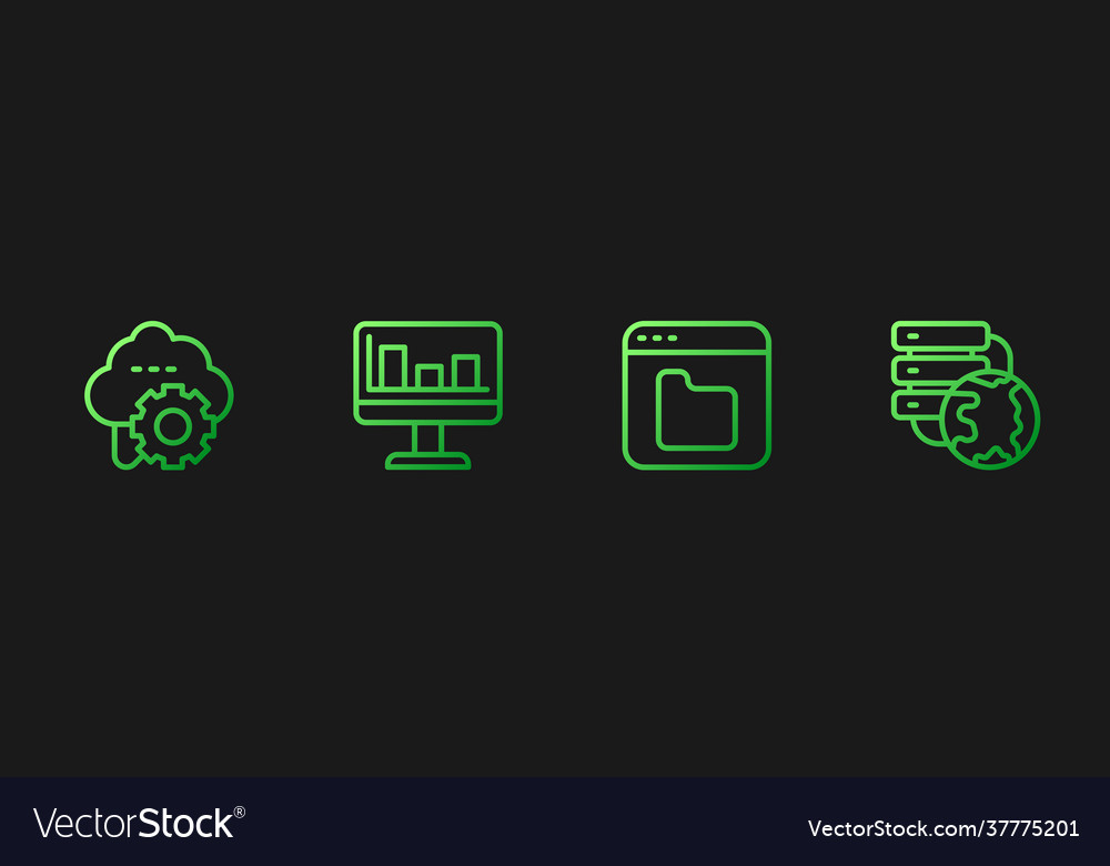 Set line browser files cloud technology data vector image Set line browser files cloud technology data