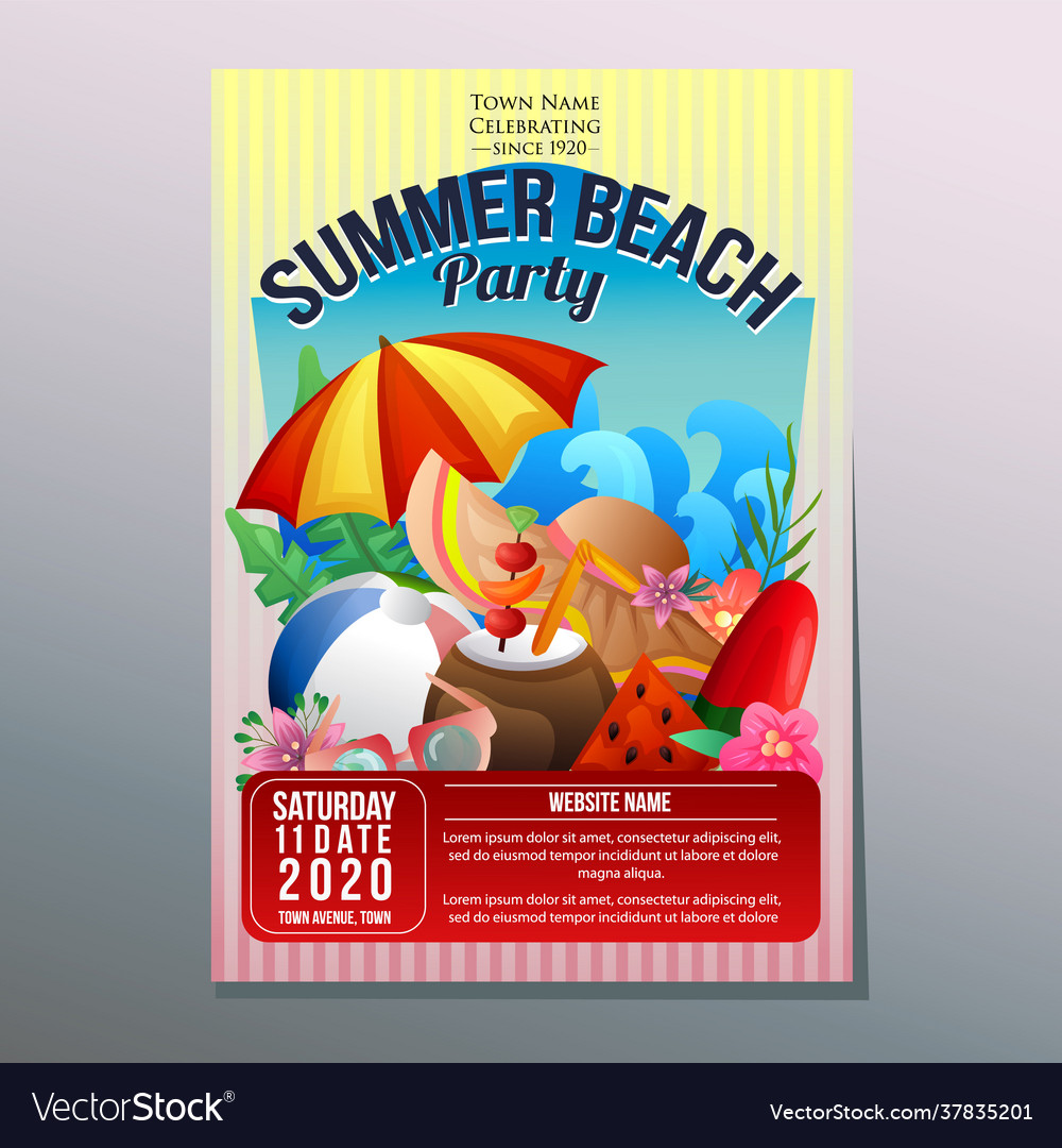 Summer beach party festival holiday poster Vector Image