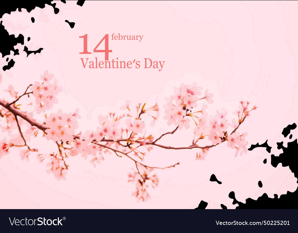 Valentines day greeting card with sakura brunch
