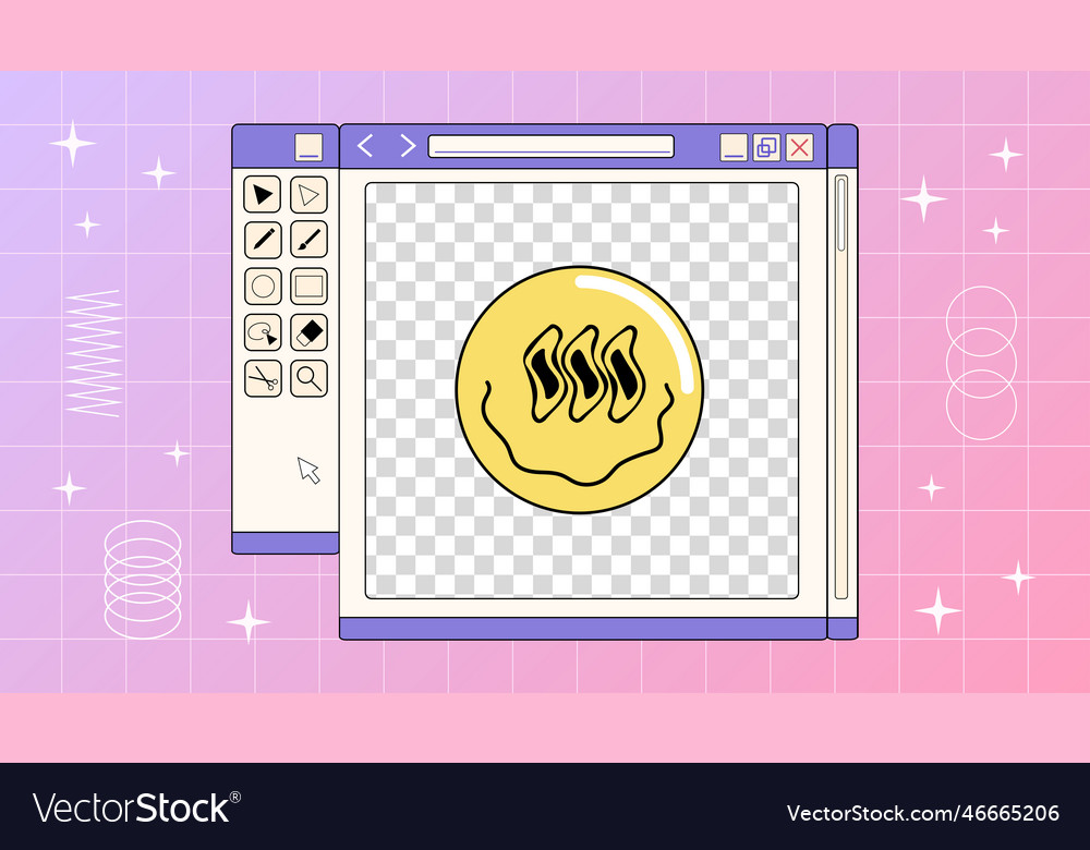 A computer window of retro graphic redactor vector image A computer window of retro graphic redactor