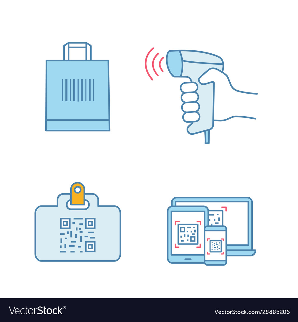 Barcodes color icons set vector image Barcodes color icons set