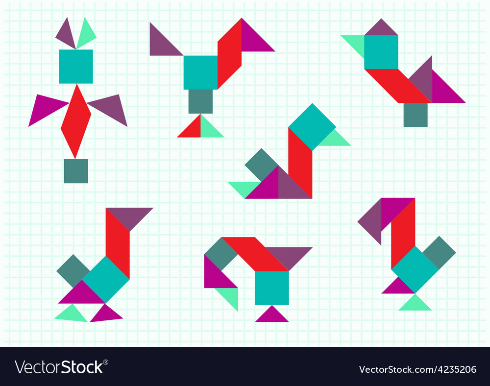 Birds on the farm tangram Royalty Free Vector Image