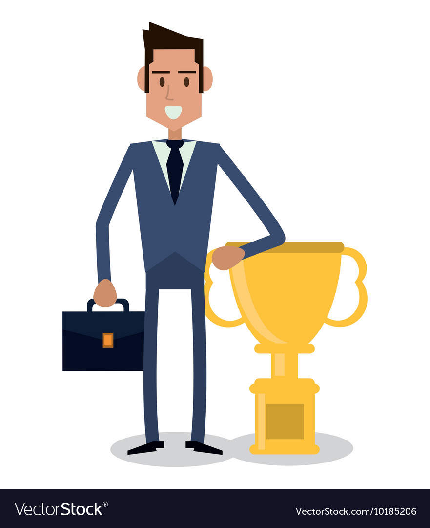 Businessman man male trophy business icon Vector Image