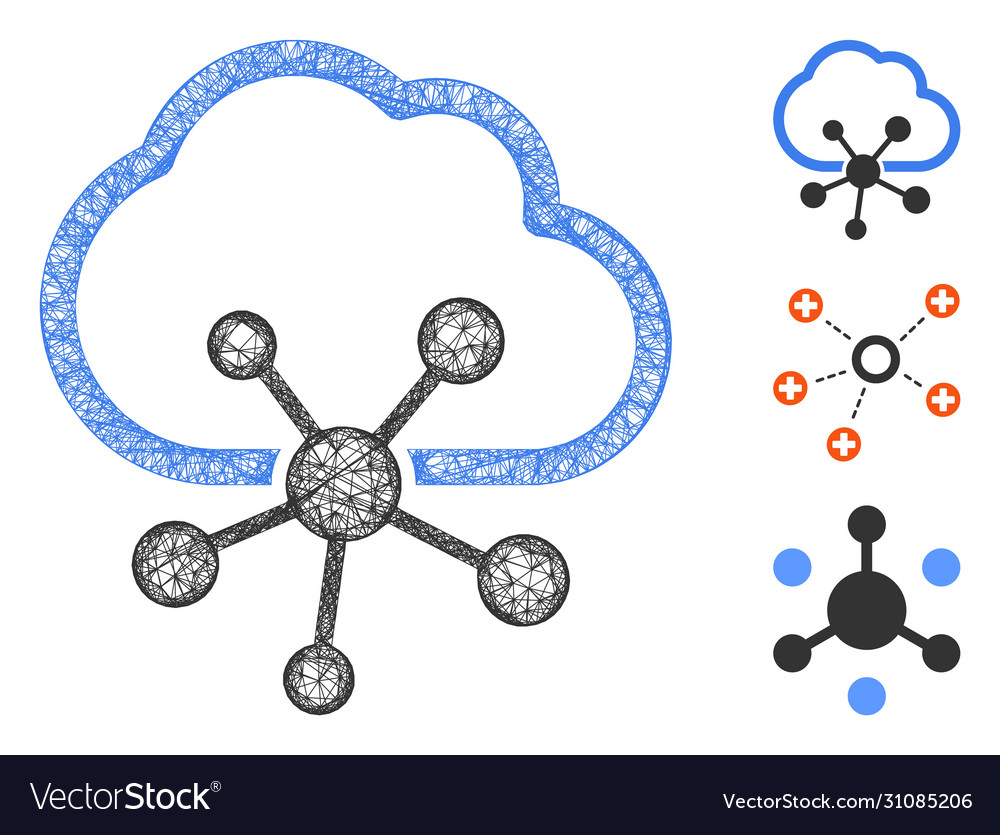 Cloud network polygonal web mesh vector image Cloud network polygonal web mesh