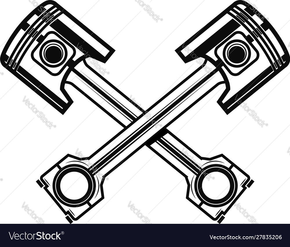 Crossed motorcycle pistons design element for Vector Image