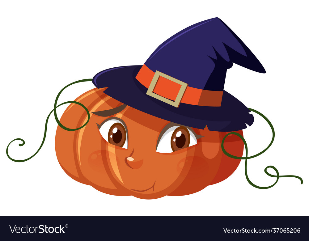 Cute pumpkin cartoon character with face