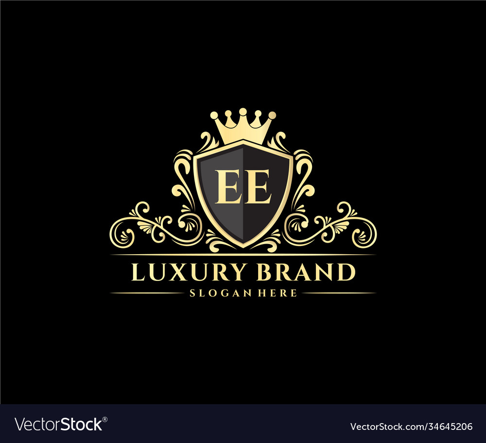 Ee initial letter gold calligraphic feminine Vector Image