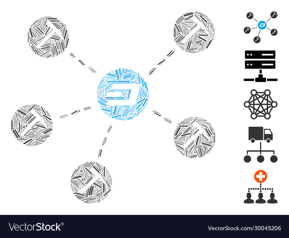 Hatch mosaic dash mining network icon vector image Hatch mosaic dash mining network icon