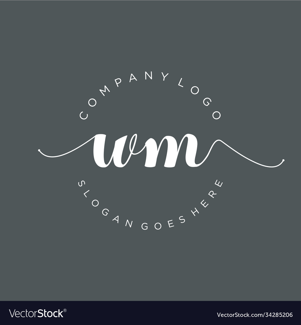 Initial wm handwriting logo with circle template