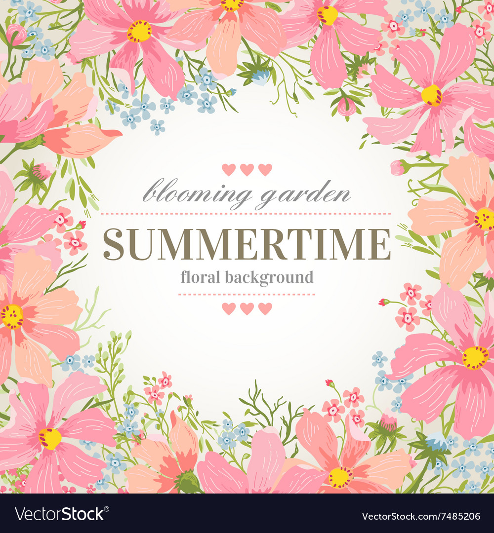 Invitation with colorful abstract flowers Vector Image