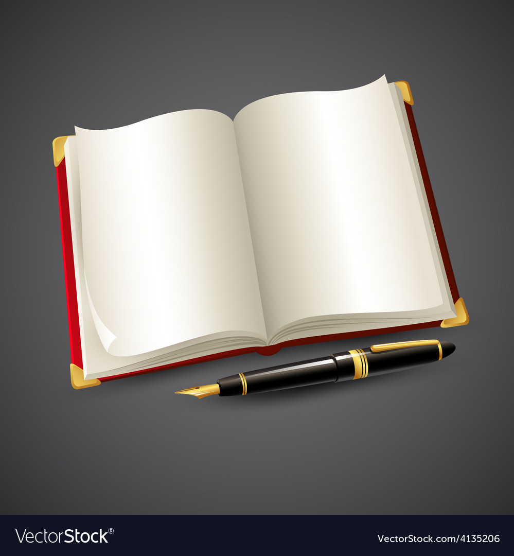 Notebook and pen Royalty Free Vector Image VectorStock