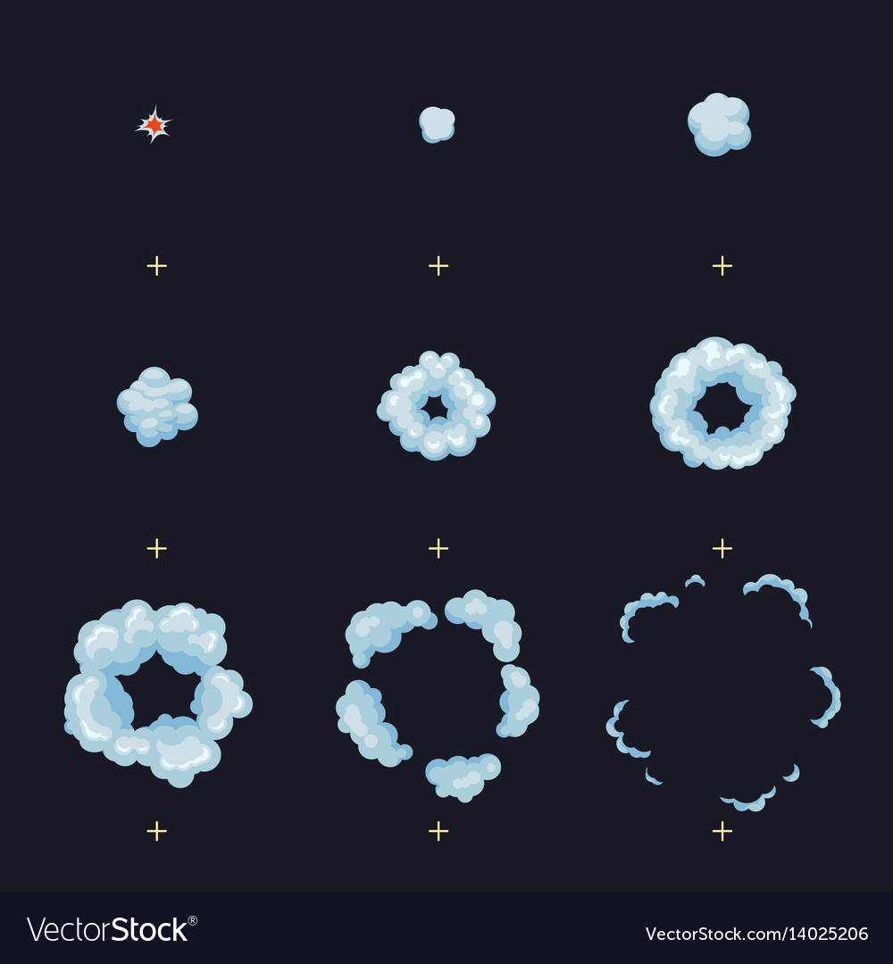 Puff boom burst explosion explode animation Vector Image