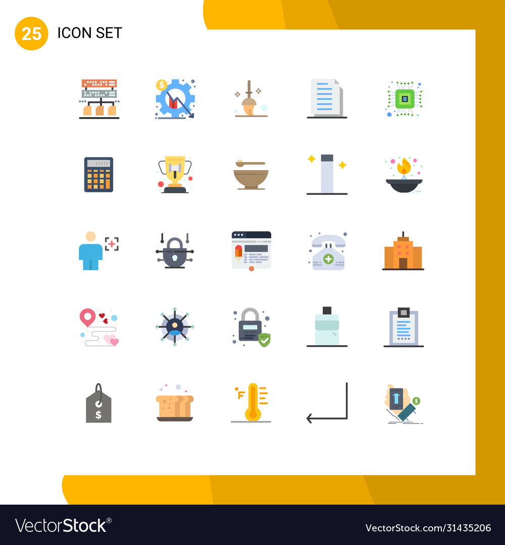 Set 25 flat colors on grid for computer paper