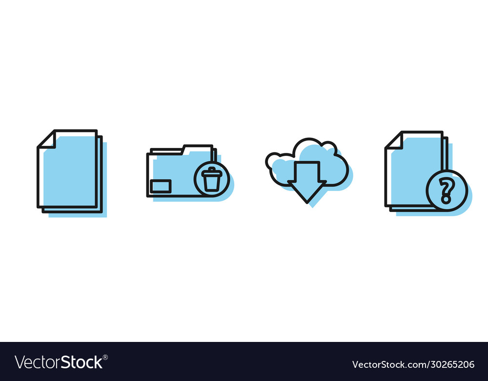 Set line cloud download document delete folder vector image Set line cloud download document delete folder
