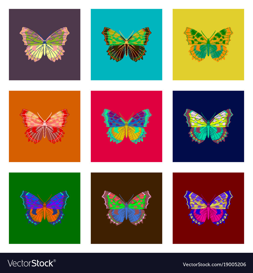 Set of flat shading style icon butterfly
