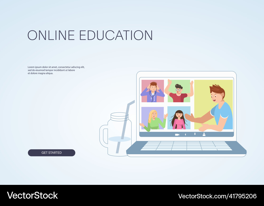 Web banner template with online learning Vector Image