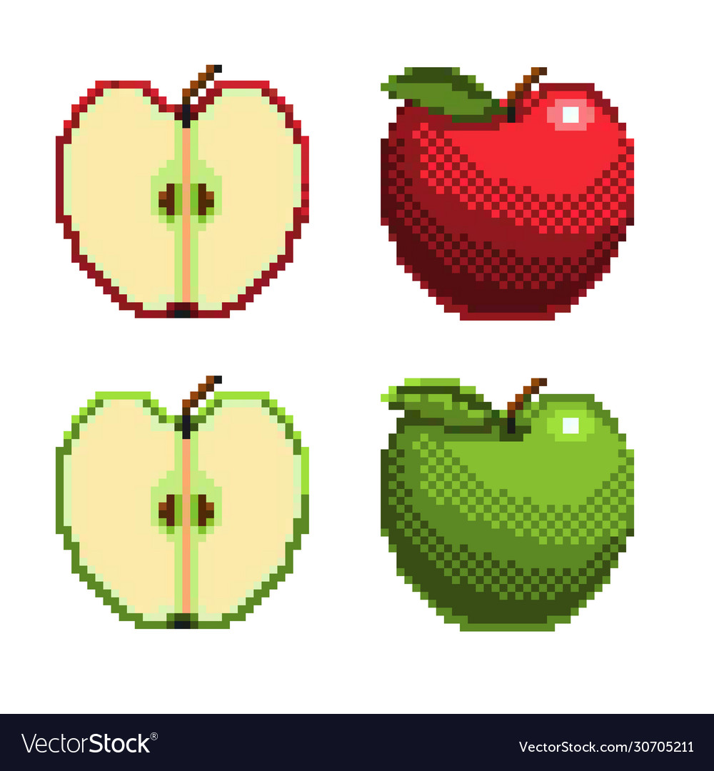 Apples and halves icon 32x32 pixels