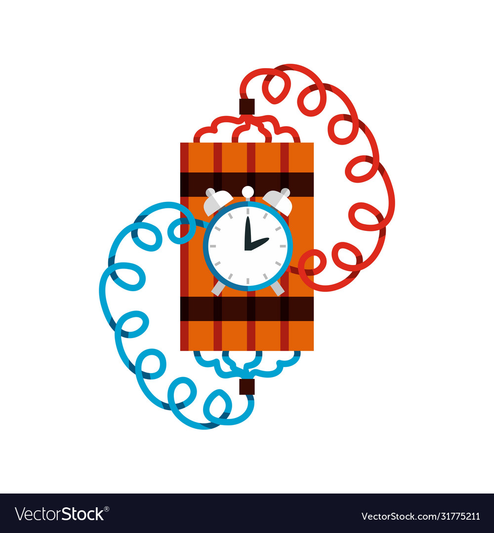 Bomb dynamite with timer in flat stile vector image Bomb dynamite with timer in flat stile