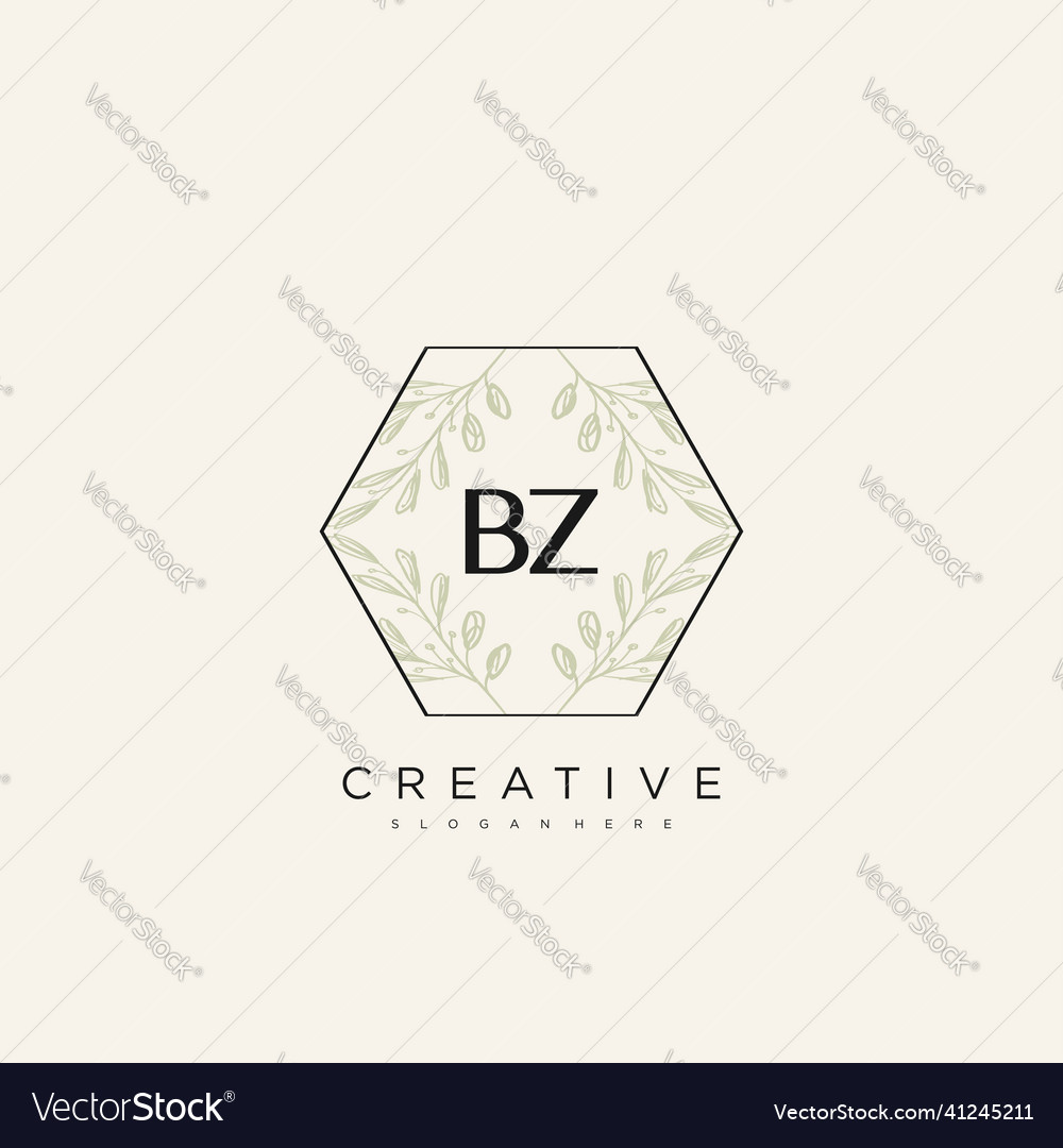 Bz Anfangsbuchstabe Blume Logo Vorlage Premium Kunst