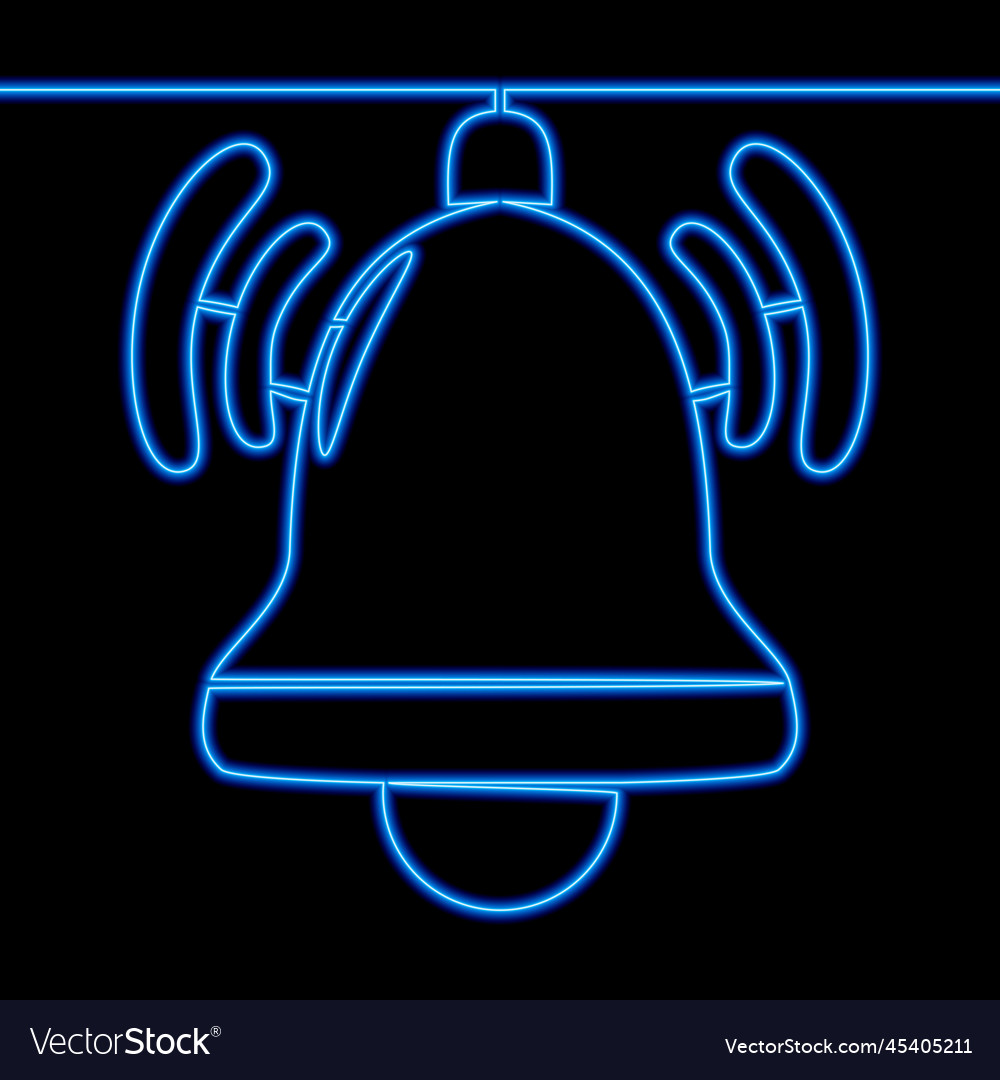 Continuous line bell new notification message neon vector image Continuous line bell new notification message neon