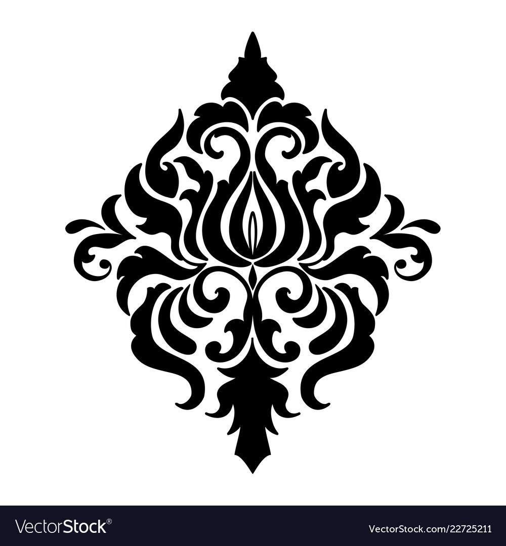 Damask element isolated central vector image Damask element isolated central
