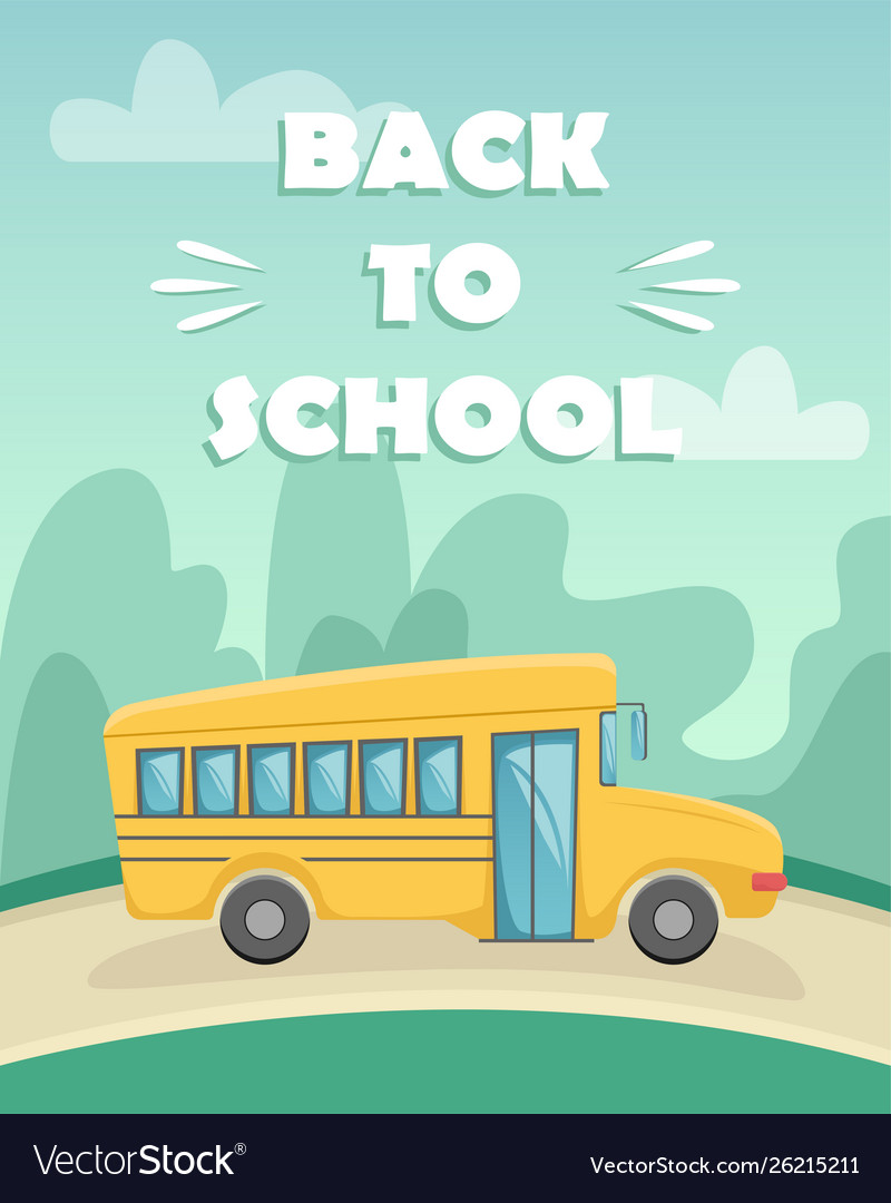 Greeting card with yellow school bus