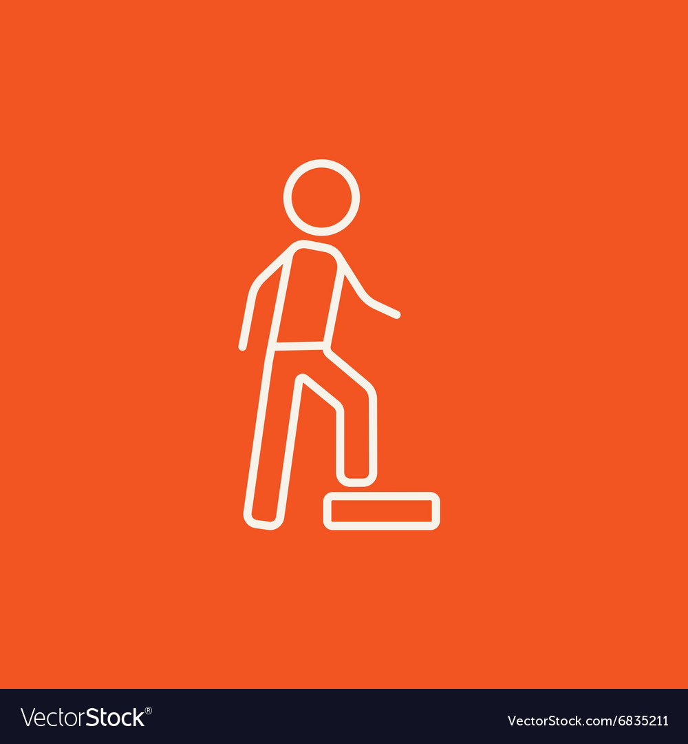 Man doing step exercise line icon