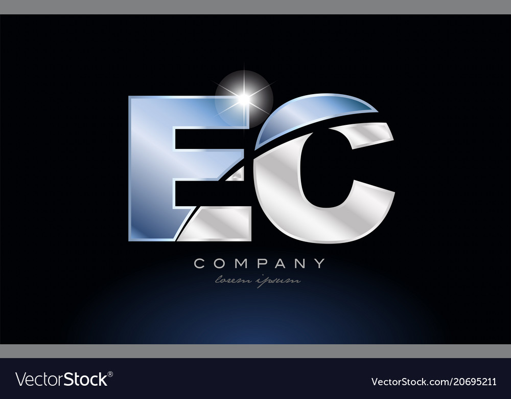 Metal Blue Alphabet Letter Ec E C Logo Company Vector Image 8014