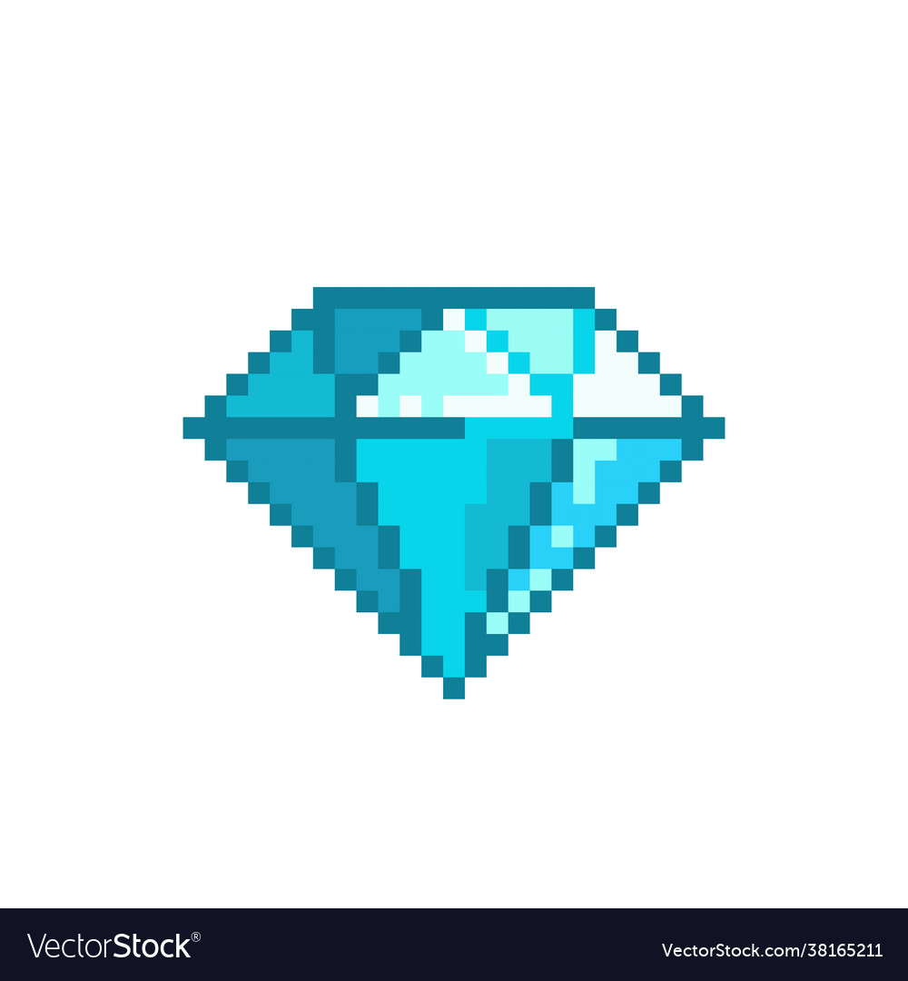 Pixel diamond image for game assets Royalty Free Vector