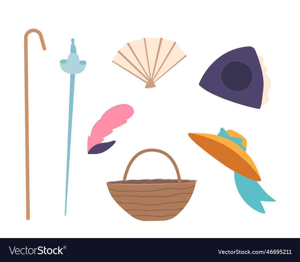 Set of 18th century accessories icons