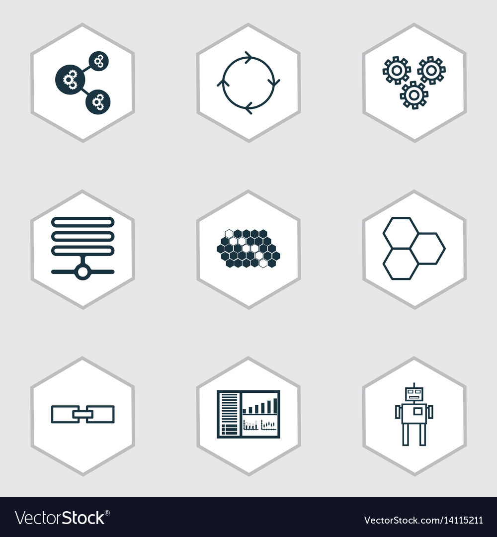 Set of 9 machine learning icons includes