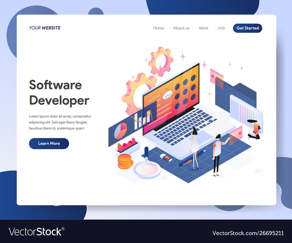 Software developer isometric concept Royalty Free Vector