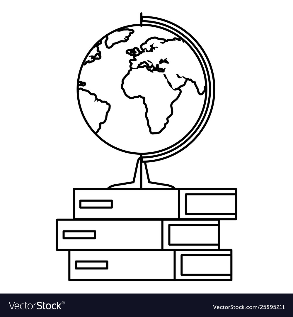 World planet map and books education icons Vector Image