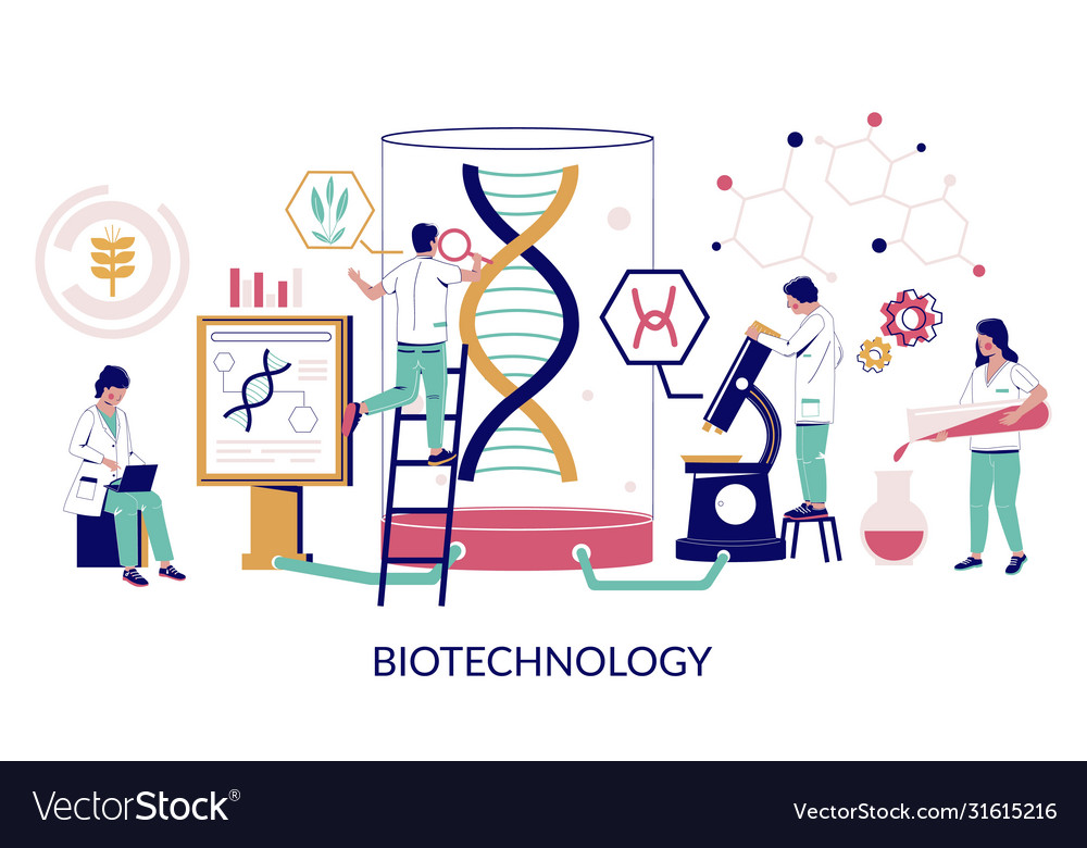 Biotechnology laboratory flat style design Vector Image