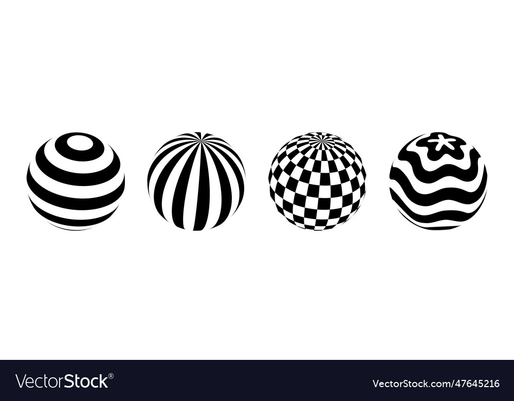 Collection of spheres with different patterns vector image Collection of spheres with different patterns