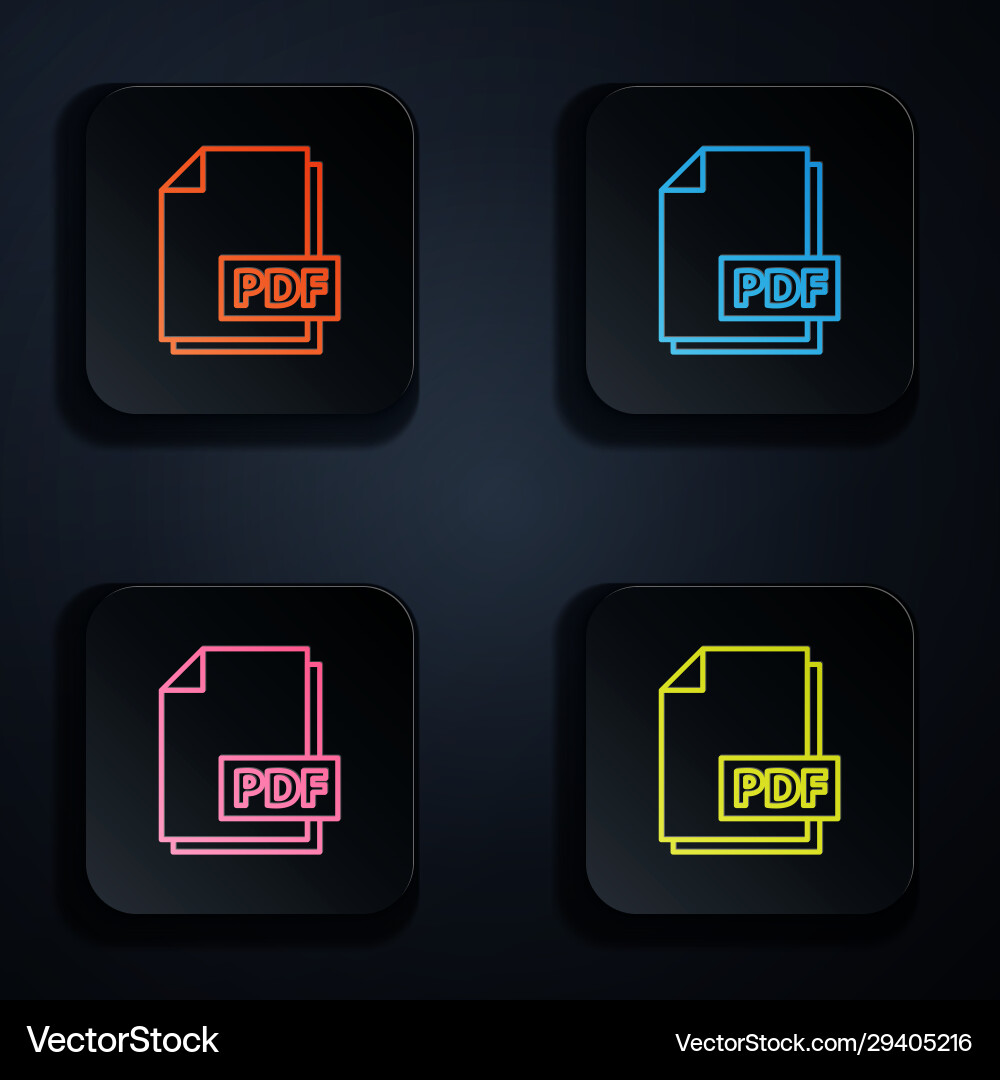 Color neon line pdf file document download pdf Vector Image