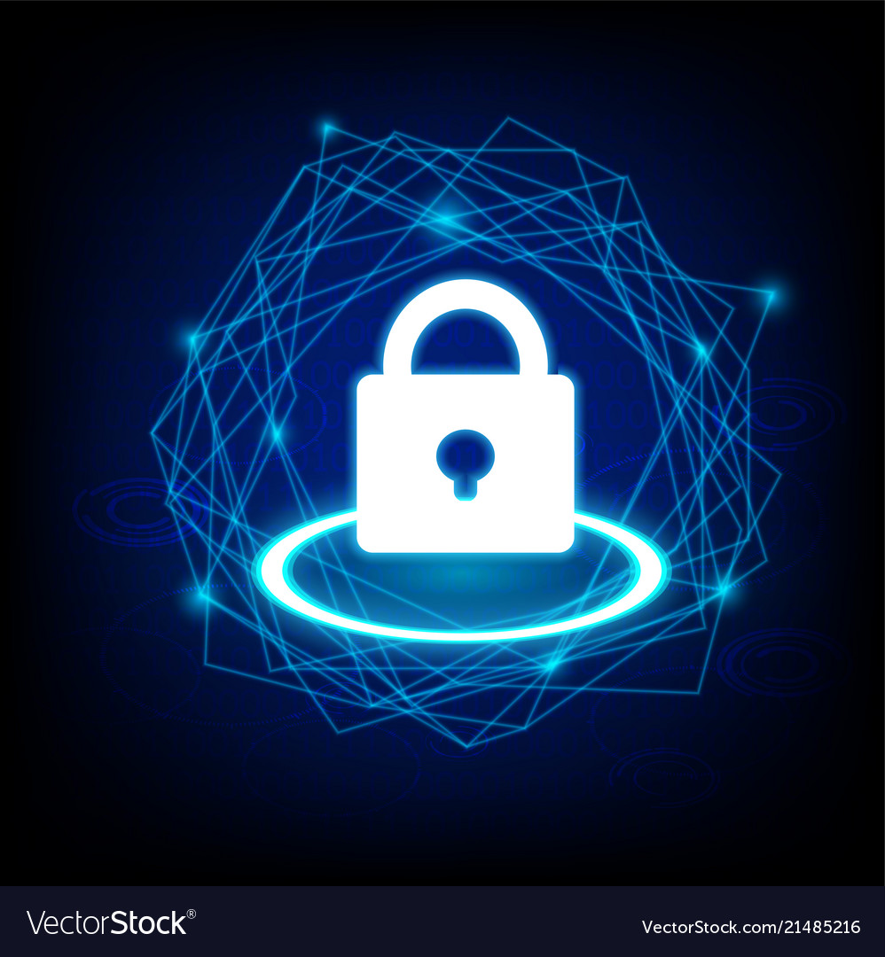 Concept of cyber security with key icon on dark Vector Image