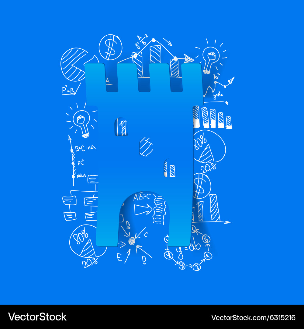 Drawing business formulas fortress Royalty Free Vector Image