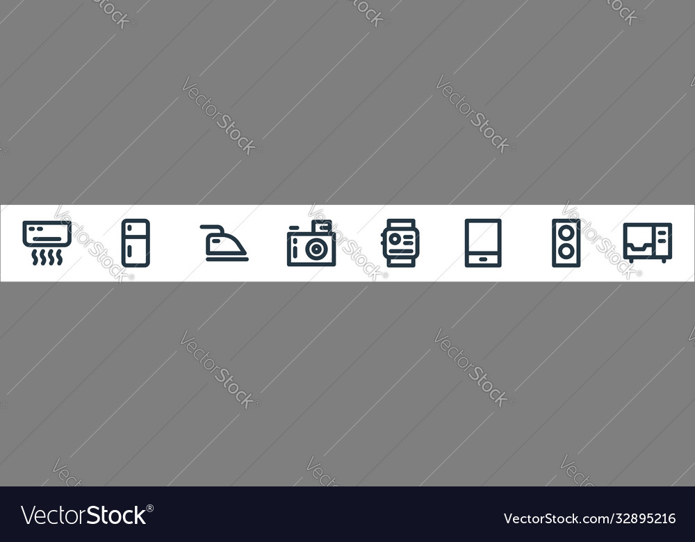 Electronics line icons linear set quality vector image Electronics line icons linear set quality