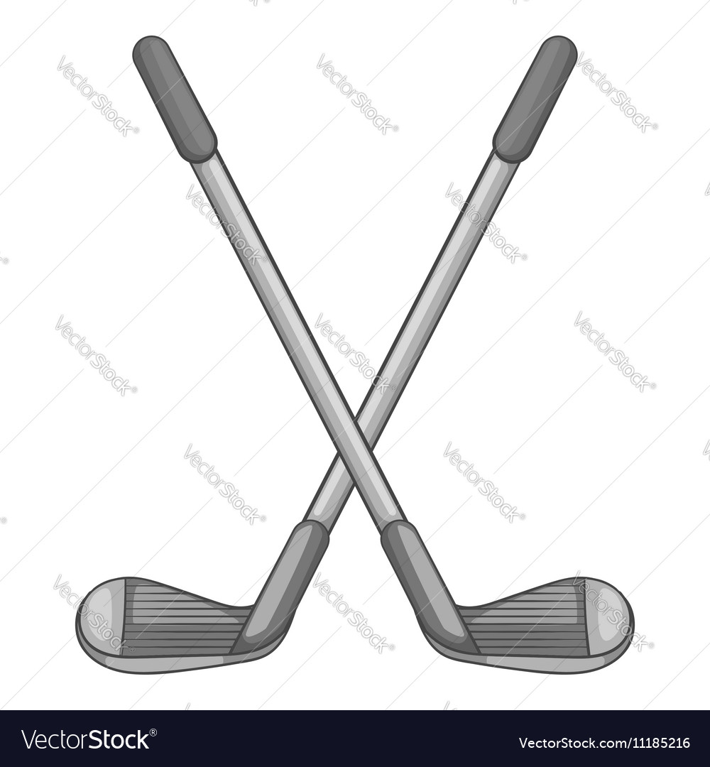 Golf clubs icon gray monochrome style Royalty Free Vector