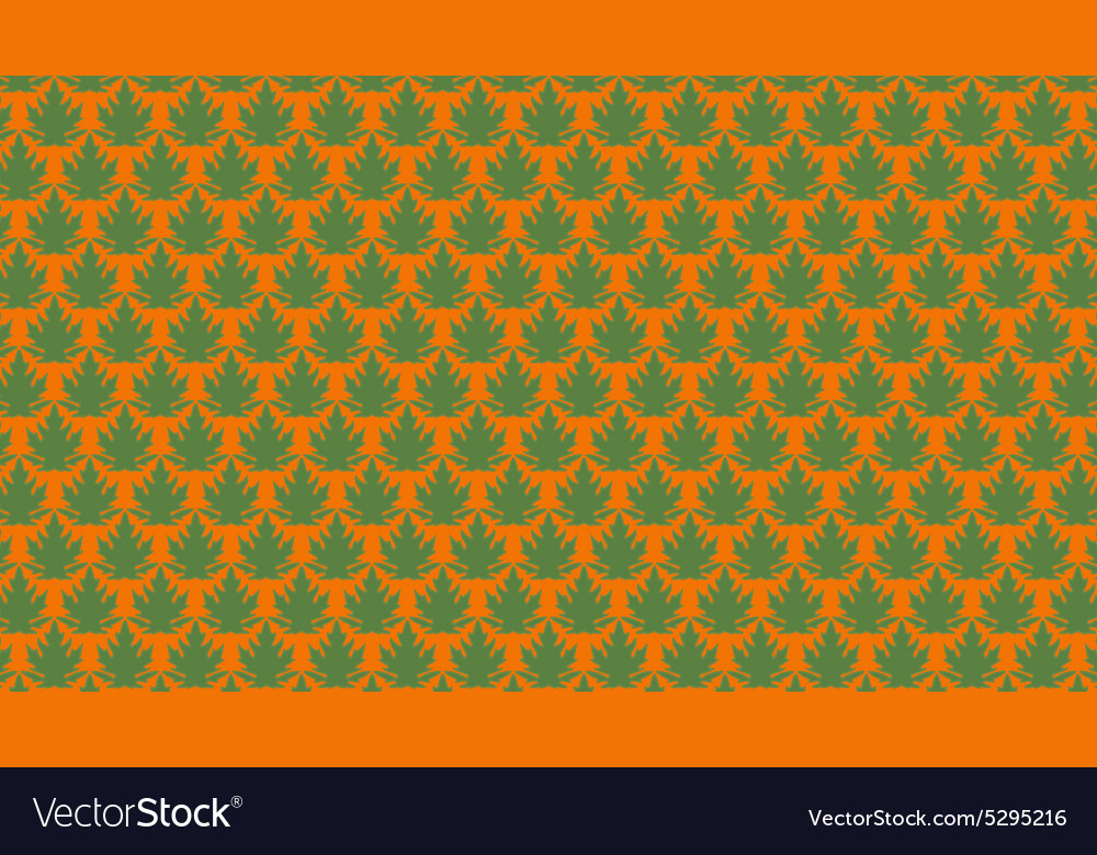 Green papaya leaf pattern in orange background