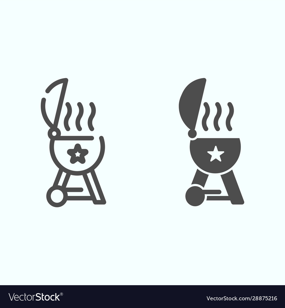 Grilllinie und Glyph-Symbol bbq