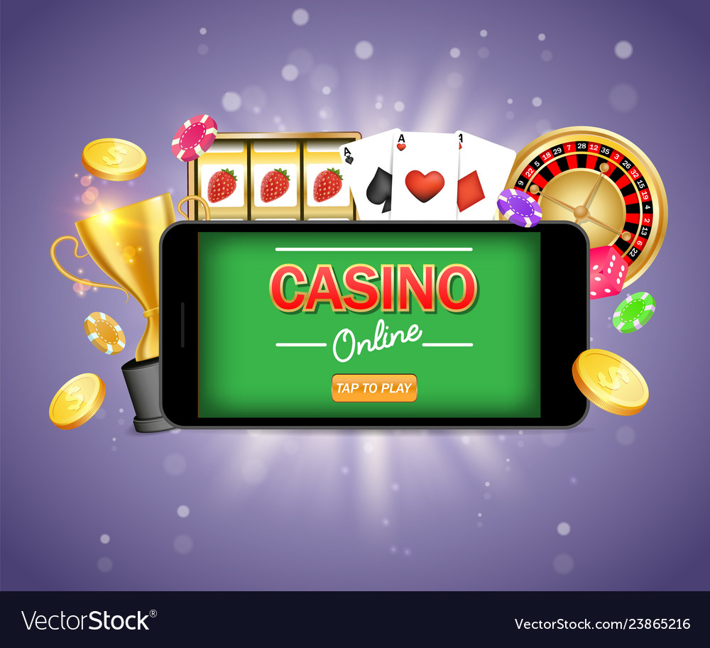 Mobile gambling poster banner design Royalty Free Vector