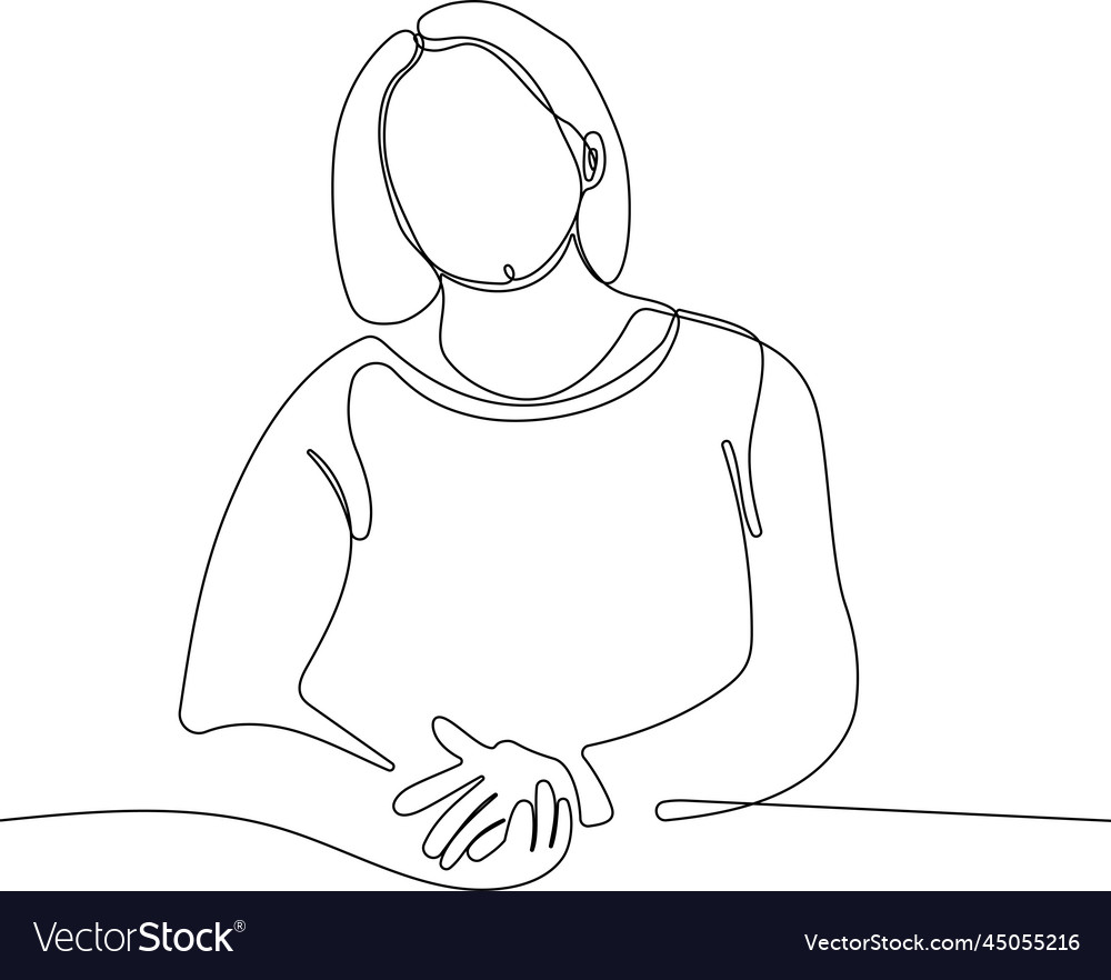 Portrait of a woman in one line with color